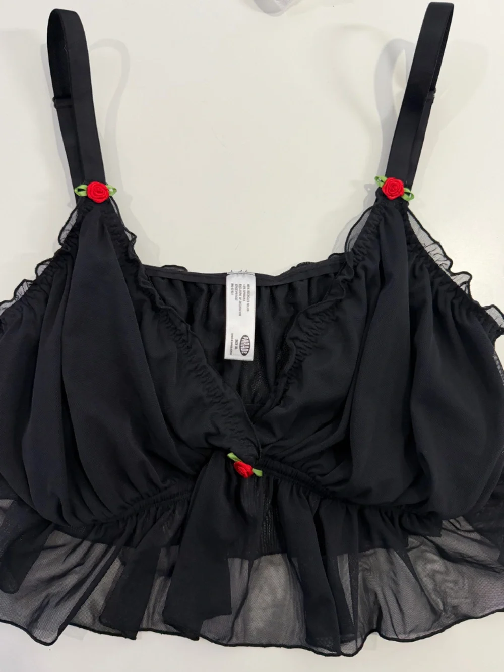 Parade Black Mesh Bralette XL‎ Rose Lingerie Coquette